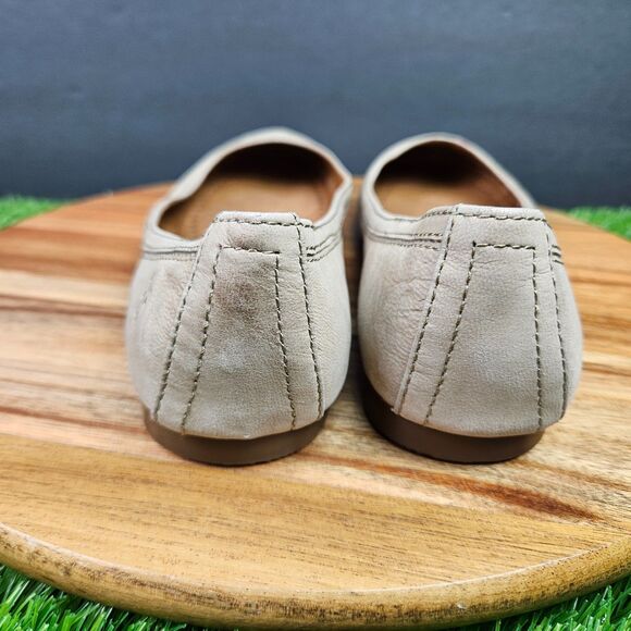 Frye Carson Leather Slip On Ballet Flats Size 8.5 M Beige Brown Round Toe - Picture 3 of 13
